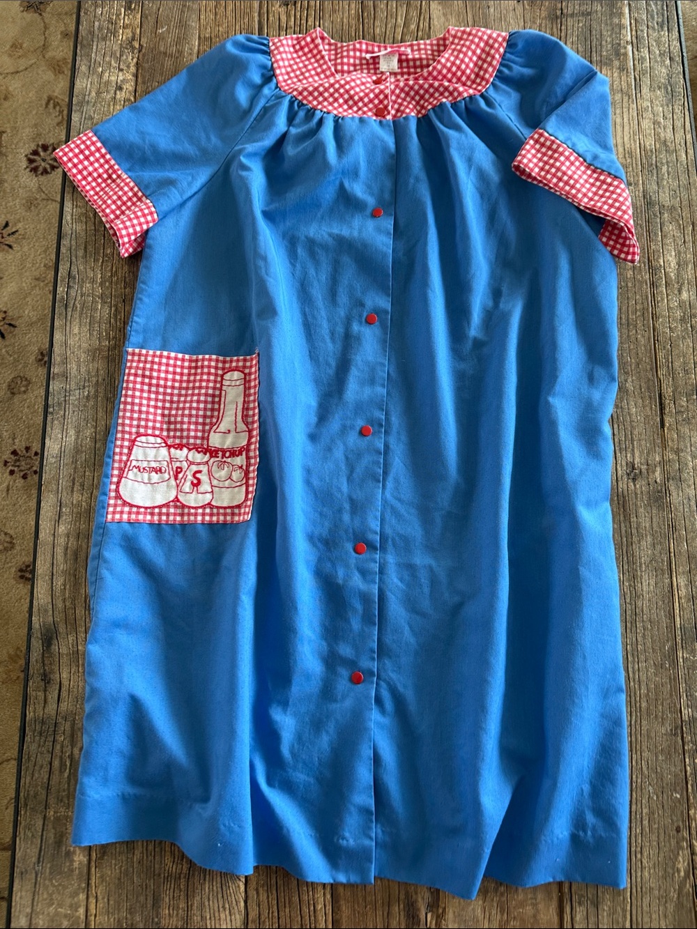 Vintage Lindsay Jordan Housecoat with Red Gingham Trim-absolutely darling